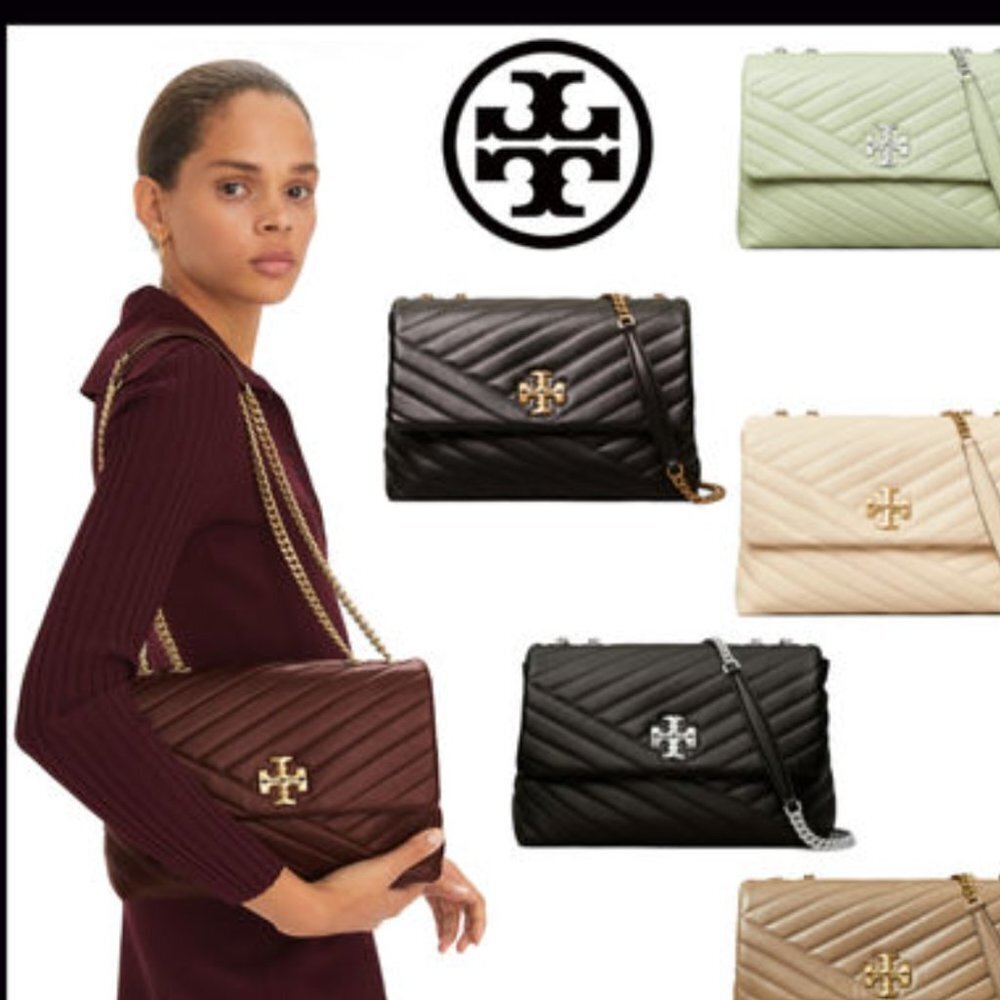 Tory Burch | Chain, Chevron Pattern, Leather, Kira, Color: Tempranillo (Used) - Picture 5 of 10